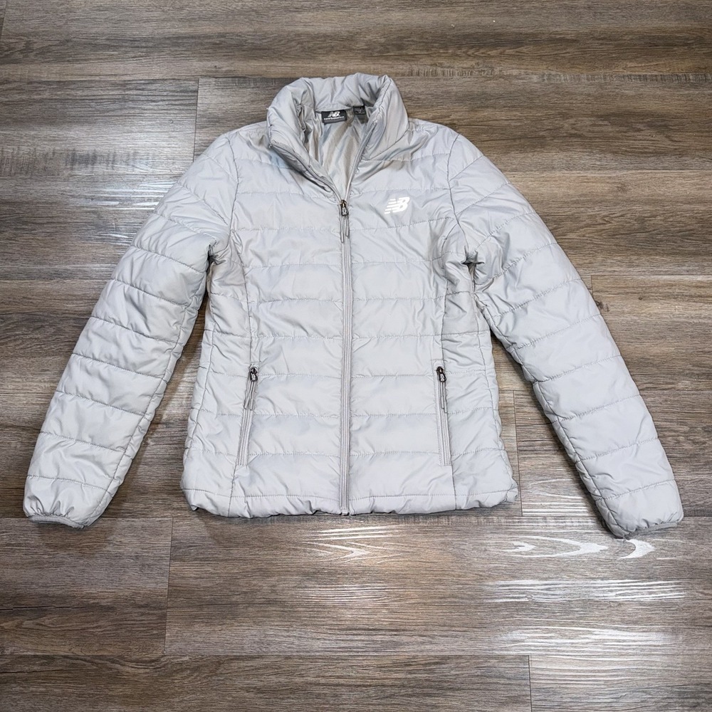 New Balance Puffer Jacket Women's M Light Weight Gray Long Sleeve Active Wear